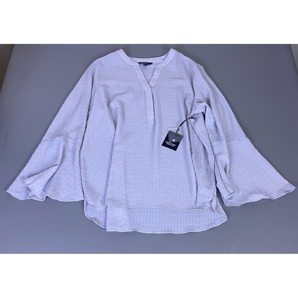 Simply Vera Vera Wang Popover Blouse Tunic Women's XXL Bell Cuff Gray New NWT